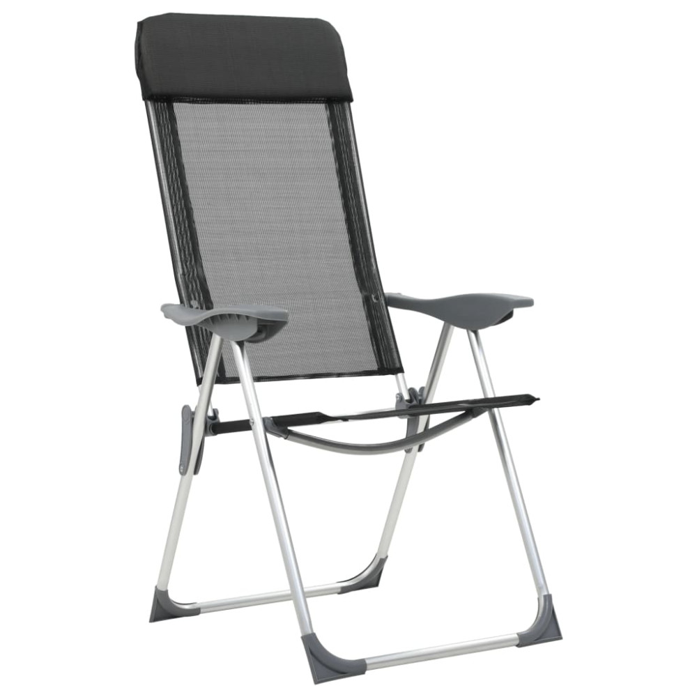 Produktbild för Hopfällbara campingstolar 4 st aluminium svart