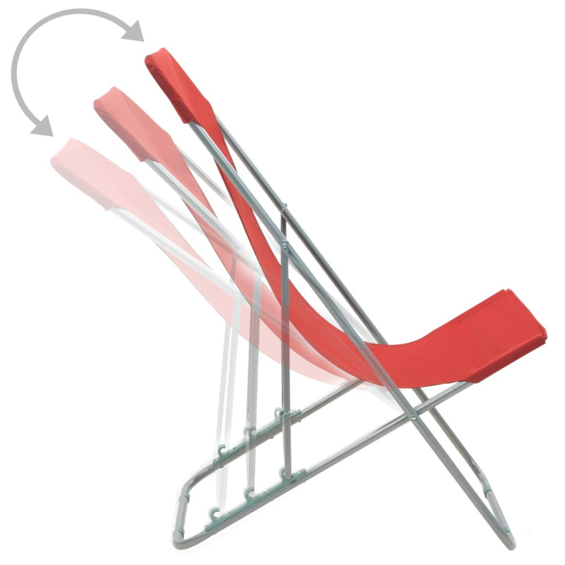 Produktbild för Hopfällbara strandstolar 2 st stål och oxfordtyg röd