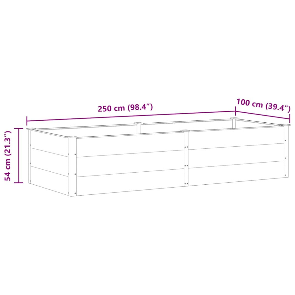 Produktbild för Odlingslåda upphöjd 250x100x54 cm WPC grå