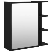 Miniatyr av produktbild för Spegelskåp för badrum svart 62,5x20,5x64 cm konstruerat trä