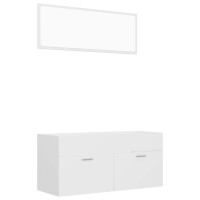 Miniatyr av produktbild för Badrumsmöbler 2 delar set vit spånskiva