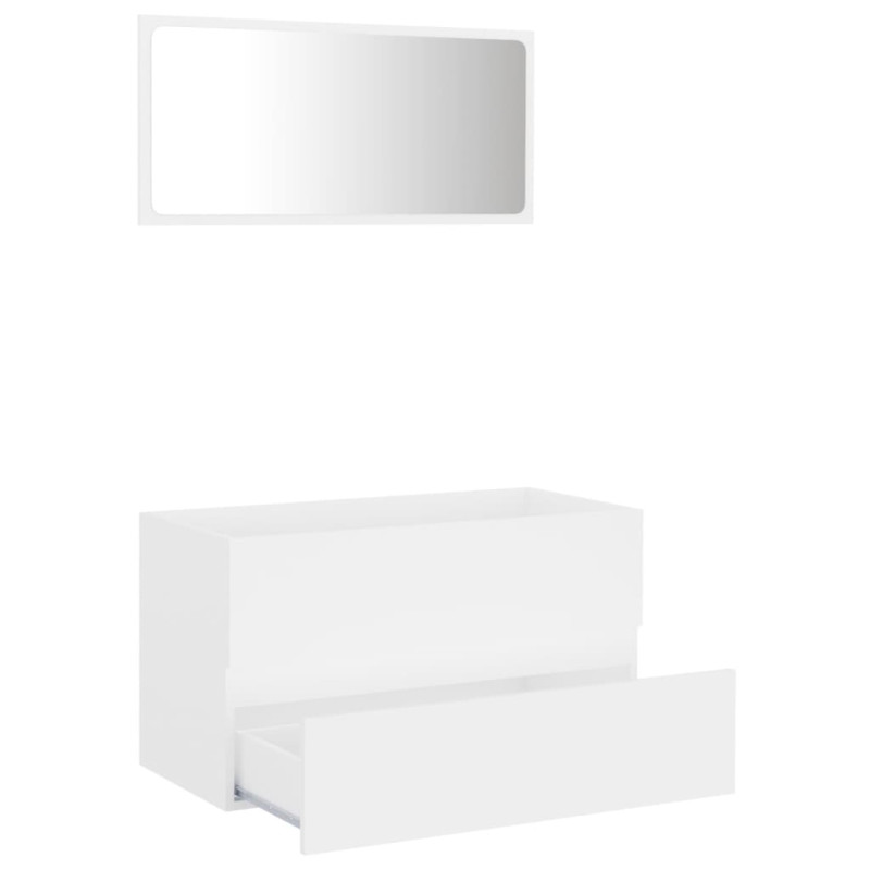 Produktbild för Badrumsmöbler 2 delar set vit spånskiva