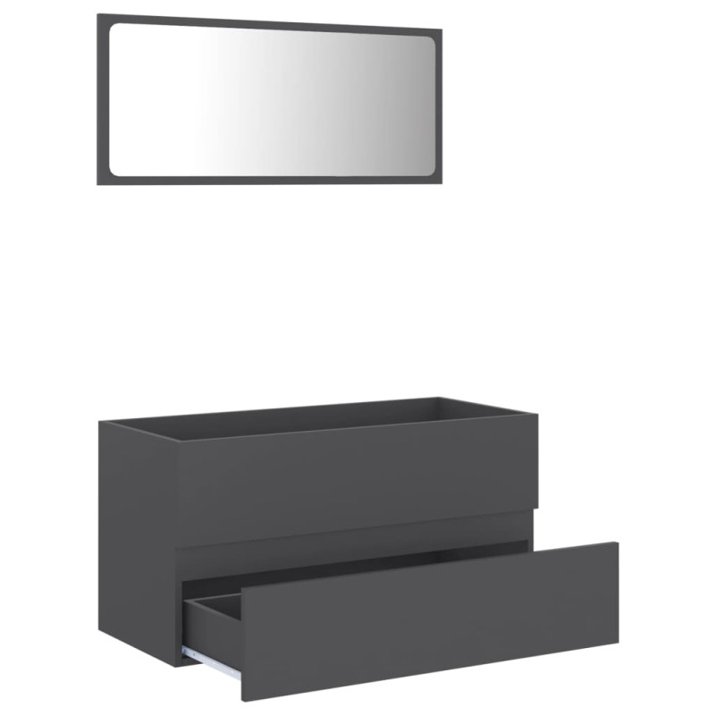 Produktbild för Badrumsmöbler set 2 delar grå spånskiva