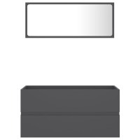Miniatyr av produktbild för Badrumsmöbler set 2 delar grå spånskiva