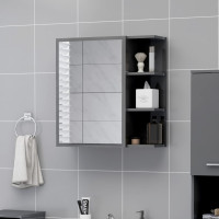 vidaXL Spegelskåp för badrum grå högglans 62,5x20,5x64 cm spånskiva