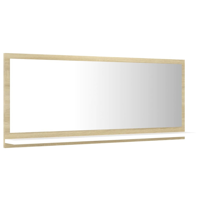Produktbild för Spegelskåp vit och sonoma-ek 90x10,5x37 cm konstruerat trä