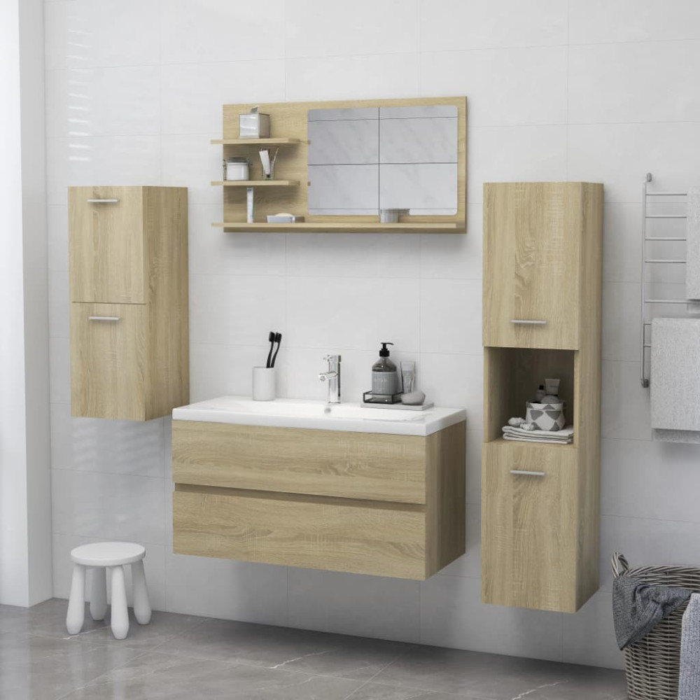 Produktbild för Badrumsspegel sonoma-ek 90x10,5x45 cm konstruerat trä
