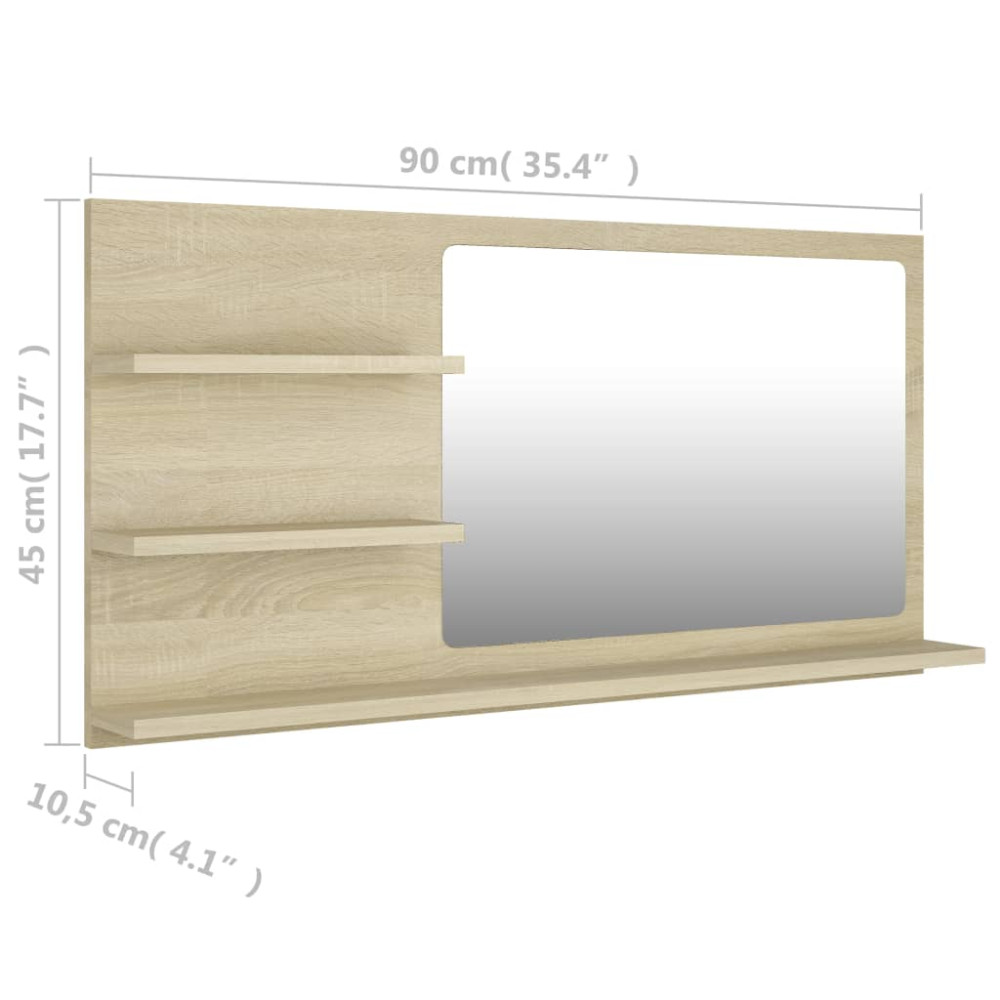 Produktbild för Badrumsspegel sonoma-ek 90x10,5x45 cm konstruerat trä