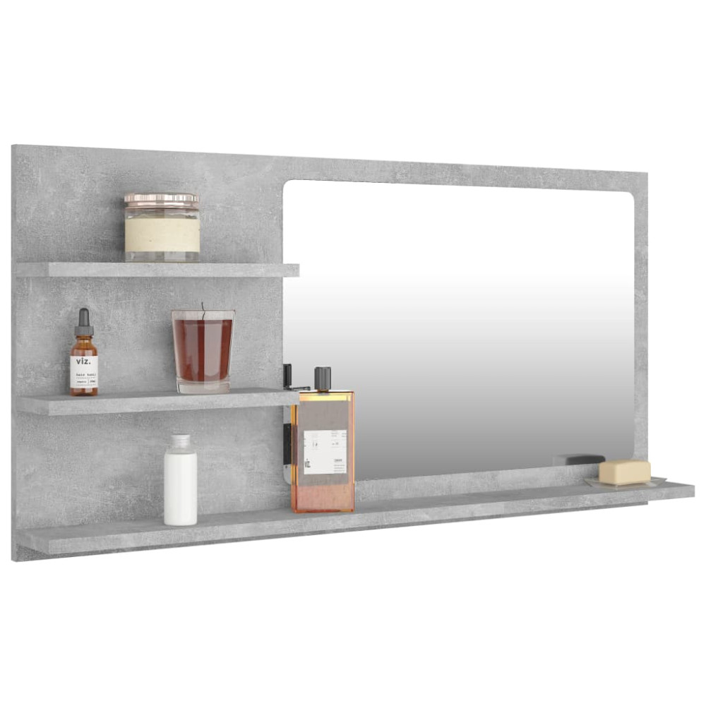 Produktbild för Badrumsspegel betonggrå 90x10,5x45 cm konstruerat trä