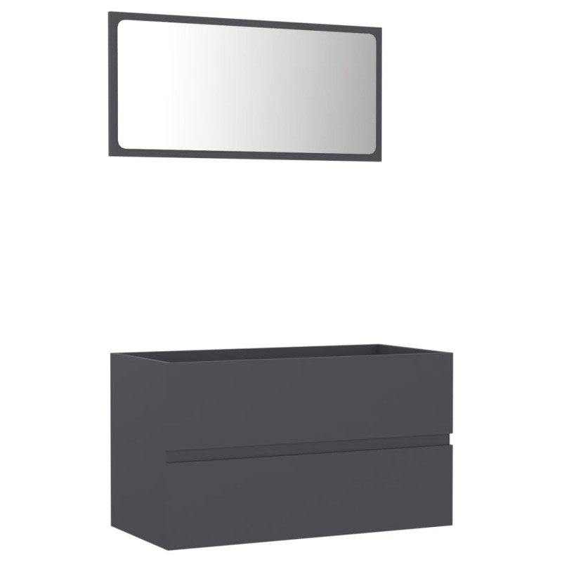 Produktbild för Badrumsmöbler set 2 delar grå spånskiva