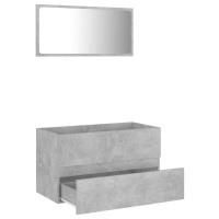 Miniatyr av produktbild för Badrumsmöbler 2 delar betonggrå spånskiva