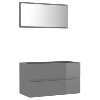 Miniatyr av produktbild för Badrumsmöbler set 2 delar grå högglans spånskiva