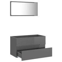 Miniatyr av produktbild för Badrumsmöbler set 2 delar grå högglans spånskiva