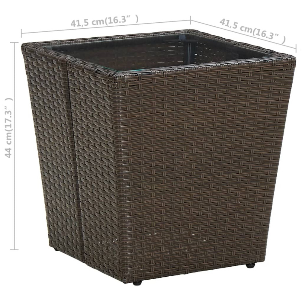 Produktbild för Tebord brun 41,5x41,5x44 cm konstrotting och härdat glas