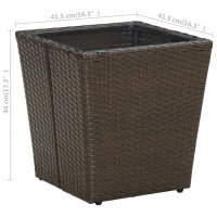Produktbild för Tebord brun 41,5x41,5x44 cm konstrotting och härdat glas