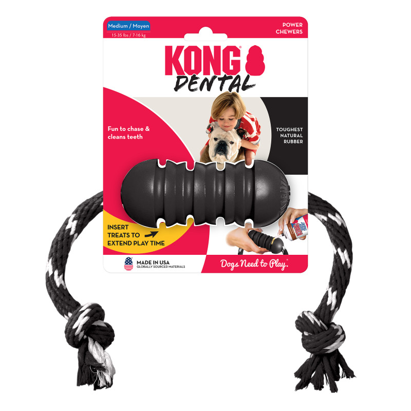 Produktbild för KONG Leksak Extreme Dental med rep Svart M 12cm