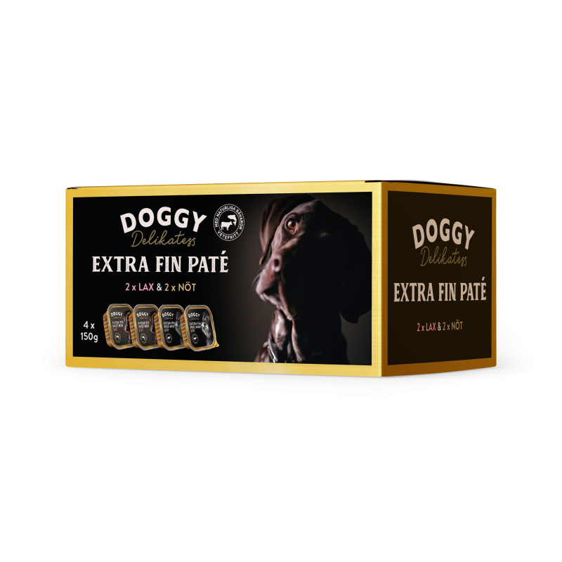 Produktbild för Doggy D-paté nöt lax mix 600g