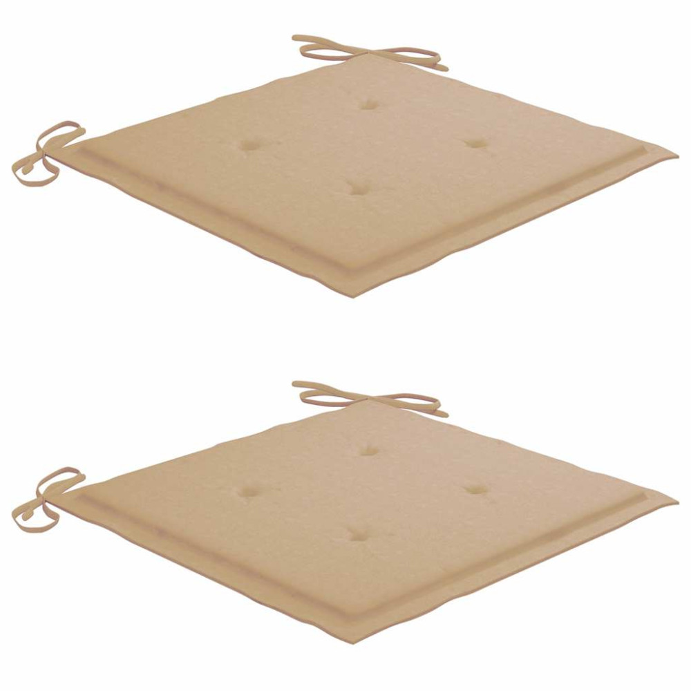 Produktbild för Trädgårdsstolar med beige dynor 2 st massiv teak