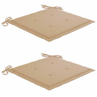 Produktbild för Trädgårdsstolar med beige dynor 2 st massiv teak