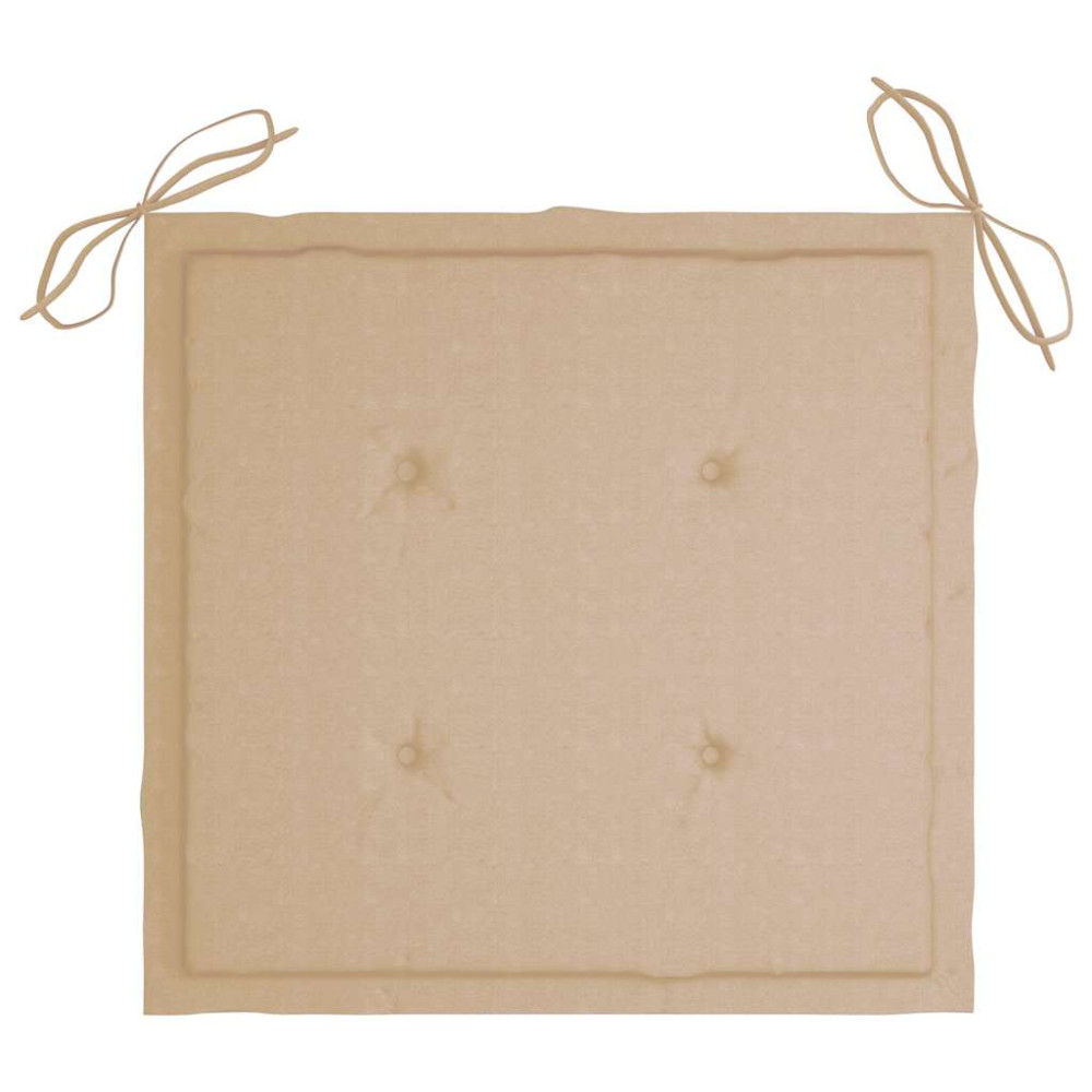 Produktbild för Trädgårdsstolar med beige dynor 2 st massiv teak