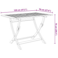 Produktbild för Hopfällbart trädgårdsbord 120x70x75 cm massivt akaciaträ