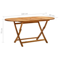Produktbild för Hopfällbart trädgårdsbord 160x85x75 cm massivt akaciaträ