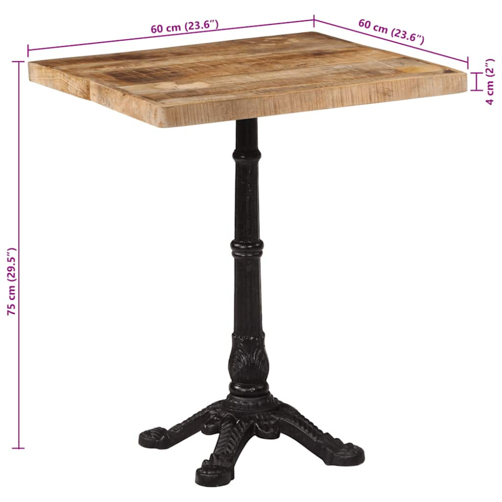 Produktbild för Cafébord 60x60x77 cm grovt mangoträ