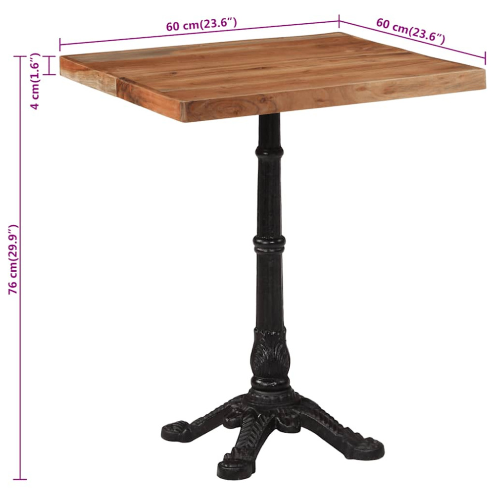 Produktbild för Cafébord 60x60x76 cm massivt akaciaträ