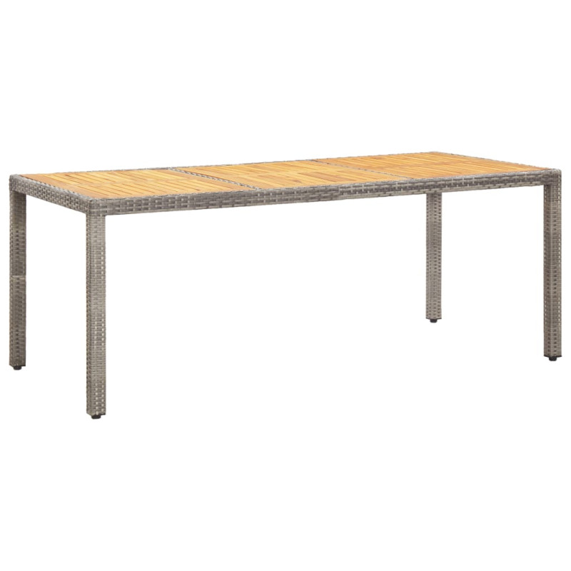 Produktbild för Trädgårdsbord grå 190x90x75 cm konstrotting och akaciaträ