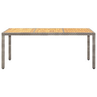 Miniatyr av produktbild för Trädgårdsbord grå 190x90x75 cm konstrotting och akaciaträ