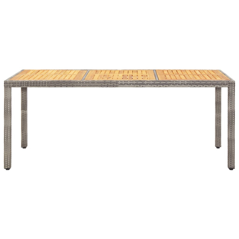 Produktbild för Trädgårdsbord grå 190x90x75 cm konstrotting och akaciaträ