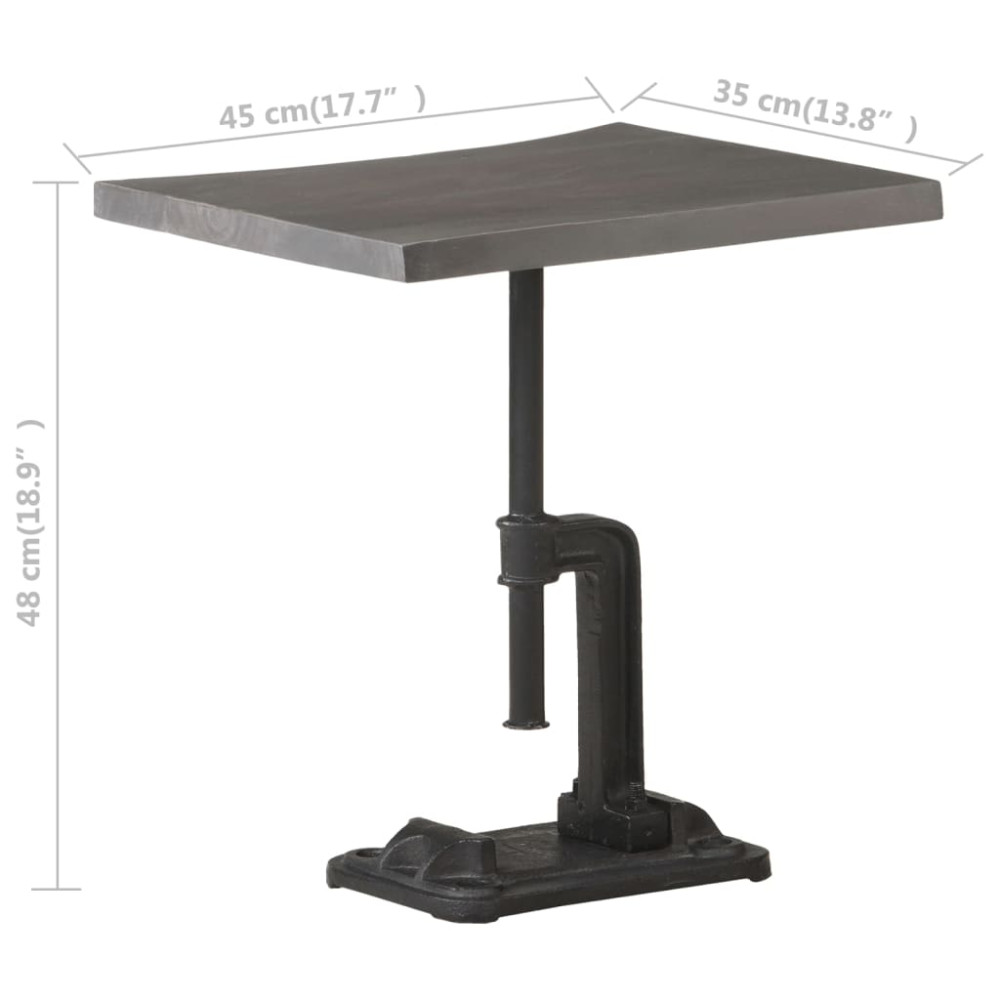 Produktbild för Sidobord grå 45x35x48 cm massivt akaciaträ och gjutjärn