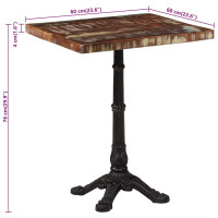 Produktbild för Cafébord 60x60x76 cm massivt återvunnet trä