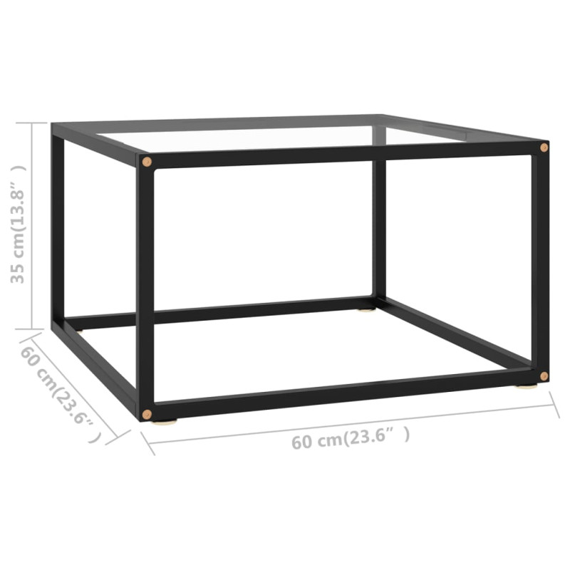 Produktbild för Soffbord svart med härdat glas 60x60x35 cm