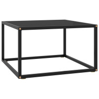 Miniatyr av produktbild för Soffbord svart med svart glas 60x60x35 cm