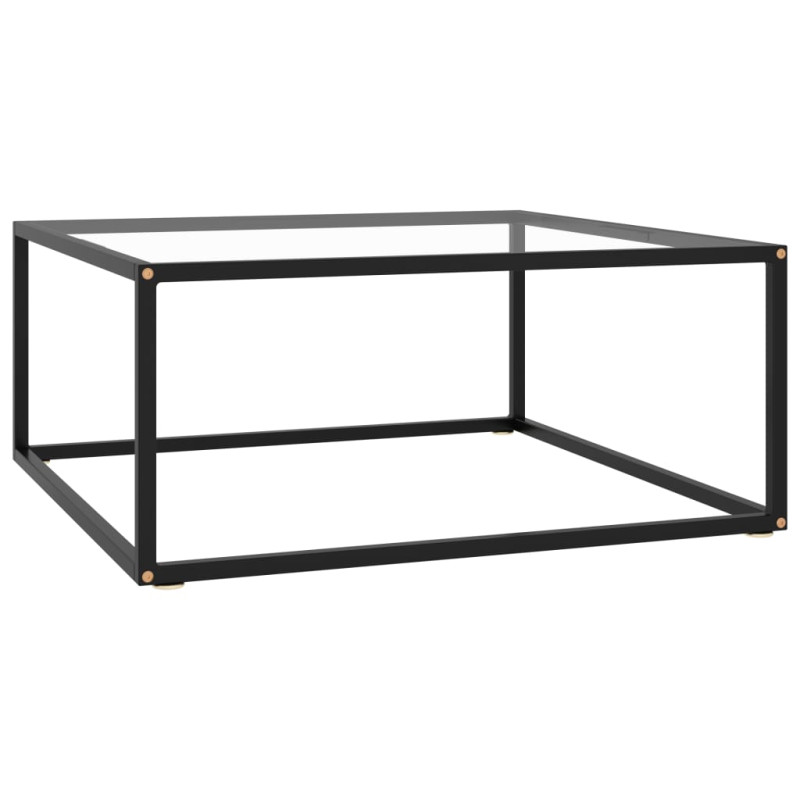 Produktbild för Soffbord svart med härdat glas 80x80x35 cm