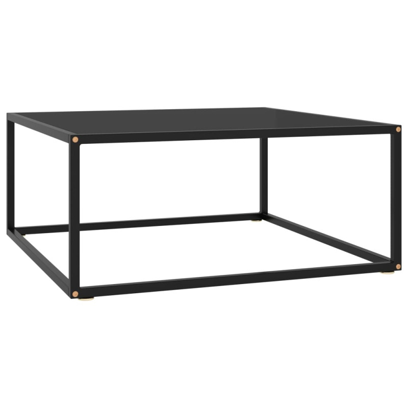 Produktbild för Soffbord svart med svart glas 80x80x35 cm
