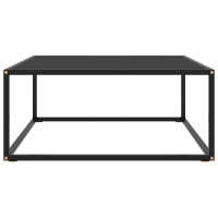 Miniatyr av produktbild för Soffbord svart med svart glas 80x80x35 cm