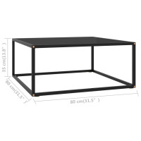 Miniatyr av produktbild för Soffbord svart med svart glas 80x80x35 cm