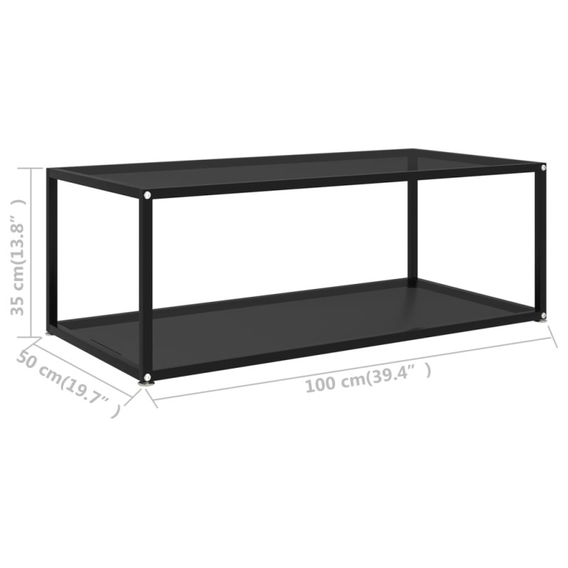 Produktbild för Soffbord svart 100x50x35 cm härdat glas