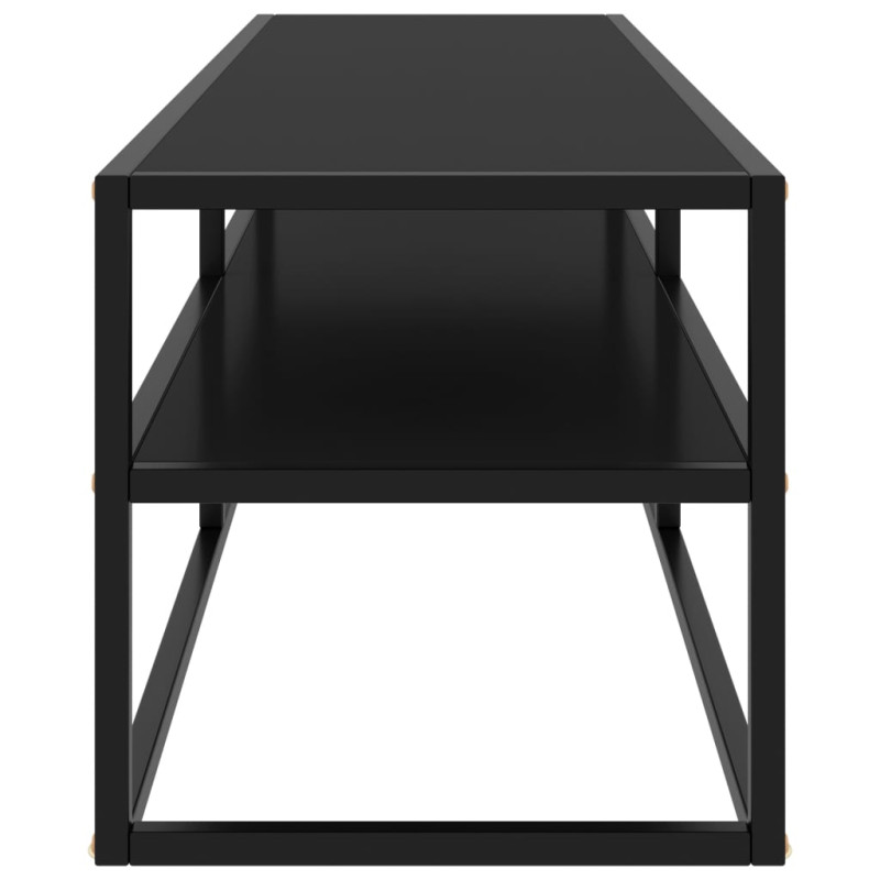 Produktbild för Tv-bänk svart med svart glas 140x40x40 cm