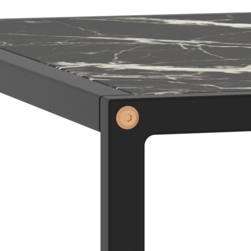 Produktbild för Soffbord svart med svart marmor glas 80x80x35 cm