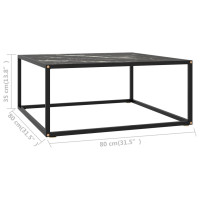 Miniatyr av produktbild för Soffbord svart med svart marmor glas 80x80x35 cm