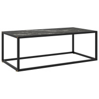 Miniatyr av produktbild för Soffbord svart med svart marmor glas 100x50x35 cm