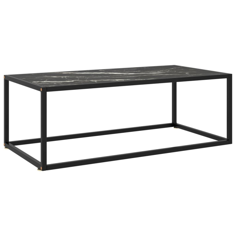 Produktbild för Soffbord svart med svart marmor glas 100x50x35 cm