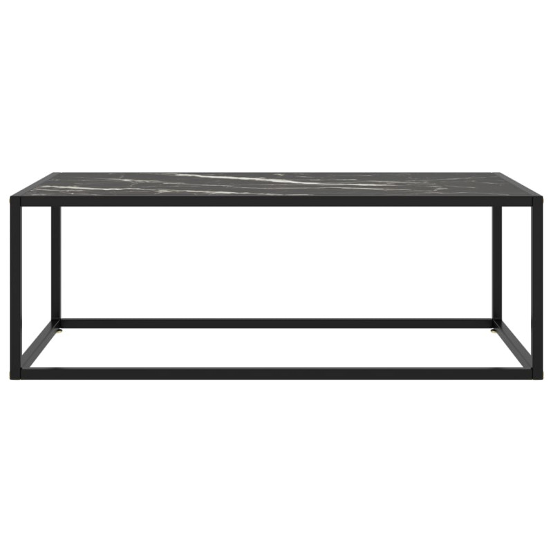 Produktbild för Soffbord svart med svart marmor glas 100x50x35 cm