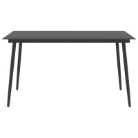Miniatyr av produktbild för Trädgårdsbord svart 150x90x74 cm stål och glas