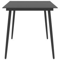 Miniatyr av produktbild för Trädgårdsbord svart 150x90x74 cm stål och glas