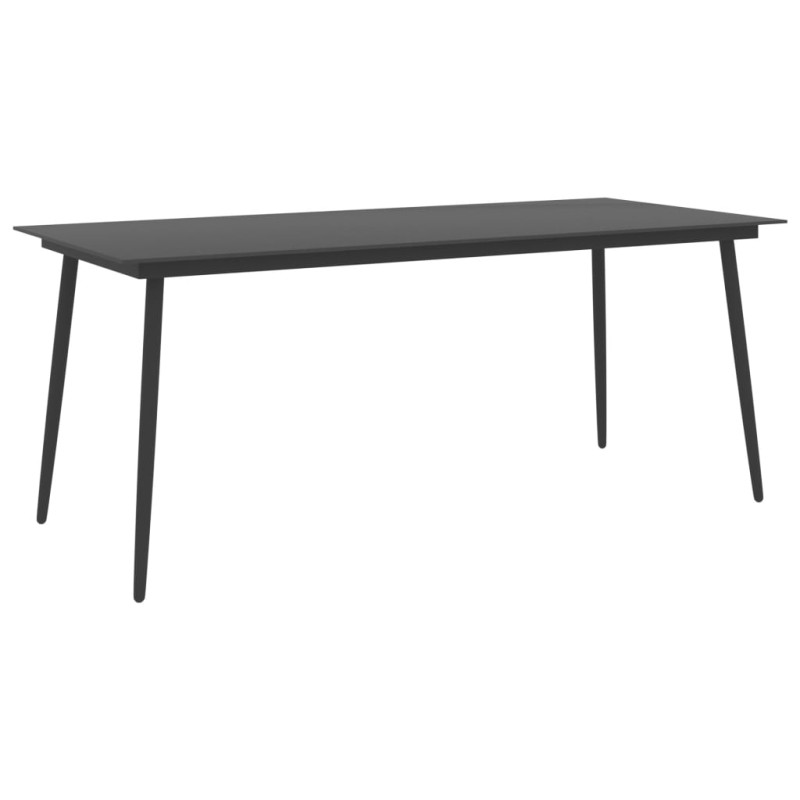 Produktbild för Trädgårdsbord svart 190x90x74 cm stål och glas