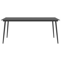 Miniatyr av produktbild för Trädgårdsbord svart 190x90x74 cm stål och glas